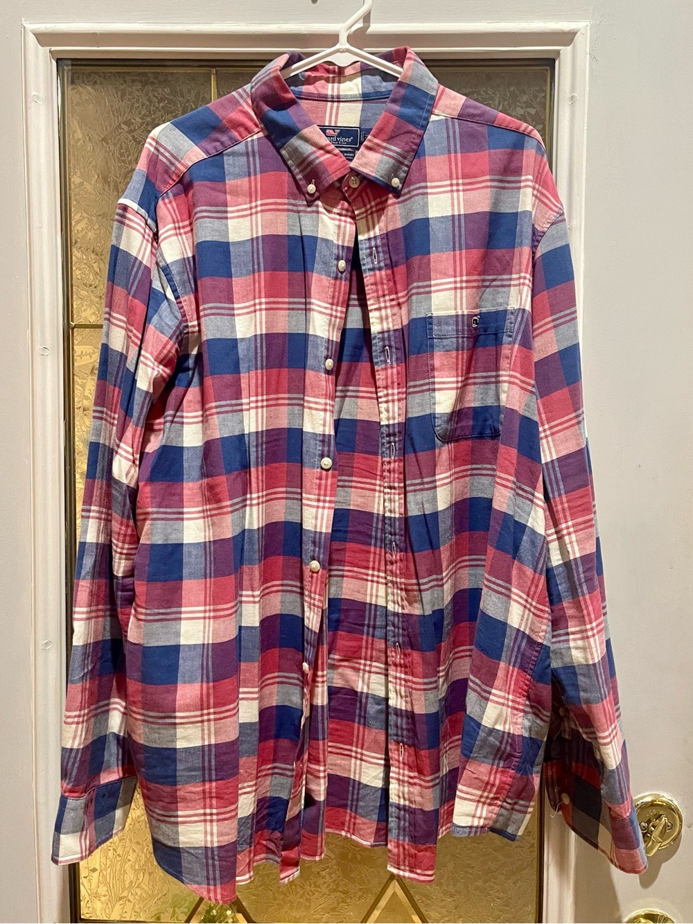 Vineyard Vines Shirt Men’s Red Blue Plaid Long Sleeve Tucker Button Down